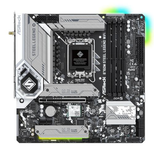 Asrock B760M STEEL LEGEND WIFI, Intel B760, 1700, Micro ATX, 4 DDR5, HDMI, DP, eDP, Wi-Fi 6E, 2.5G LAN, PCIe5, 3x M.2, RGB Asrock B760M STEEL LEGEND WIFI, Intel B760, 1700, Micro ATX, 4 DDR5, HDMI, DP, eDP, Wi-Fi 6E, 2.5G LAN, PCIe5, 3x M.2, RGB